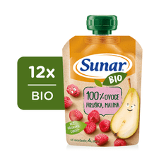 Sunar BIO ovocné vrecko hruška, malina 12 x 100 g