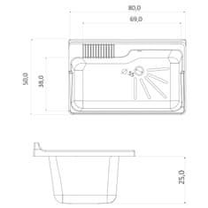 AQUALINE Výlevka na skrinku 80x50cm, plast biela PI8050 - Aqualine