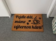 Home Elements  Rohožka z kokosových vlákien 40 x 60 cm, Pojďte dál, máme výbornou kávu!