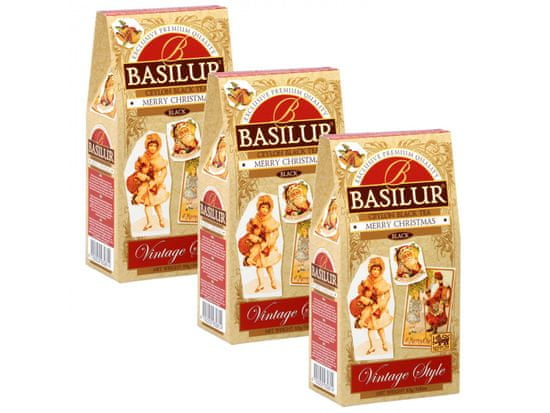 Basilur BASILUR Veselé Vianoce - Čierny lisovaný čaj z Cejlonu s prídavkom jablka, zázvoru a vanilky, 85 g x3