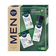 shumee Men Hemp Sensation set balzam po holení 100 ml + pena na holenie 200 ml + hydratačný krém 75 ml