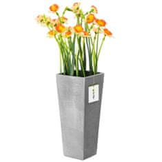 botle Keramická váza na kvety sivá betónová základňa H 25 cm Dekoratívna stolová váza štvorcová kvetinová dekorácia orchidea moderný glamour