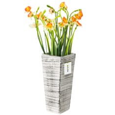 botle Keramická váza na kvety biela čierna lesklá H 25 cm Dekoratívna stolová váza štvorcová kvetinová dekorácia orchidea moderný glamour