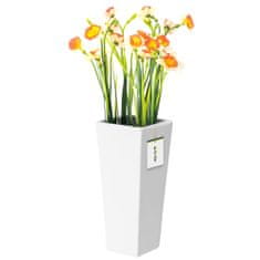 botle Keramická váza na kvety biely lesk H 25 cm Dekoratívna stolová váza štvorcová kvetinová dekorácia orchidea moderný glamour