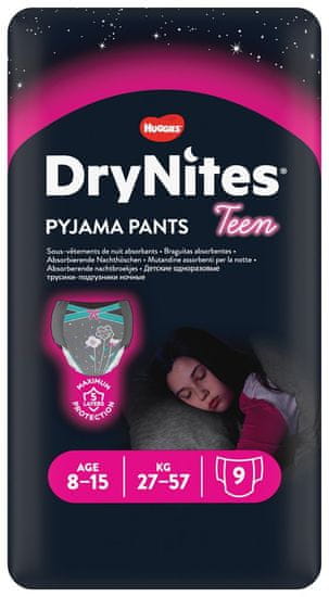 Huggies HUGGIES DryNites Nohavičky plienkové jednorazové pre dievča 8-15 rokov (27-57 kg) 9 ks