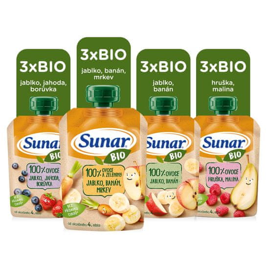 Sunar BIO ovocné vrecko mix príchutí 12 x 100 g