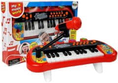 shumee Klávesnica Piano 24 kláves USB mikrofón červený