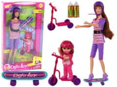 shumee Súprava bábiky Lucy Purple Scooter Skateboard Helmy