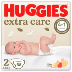 HUGGIES Plienky jednorazové Extra Care 2 (3-6 kg) 58 ks