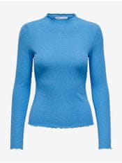 ONLY Modré dámske rebrované tričko ONLY XL
