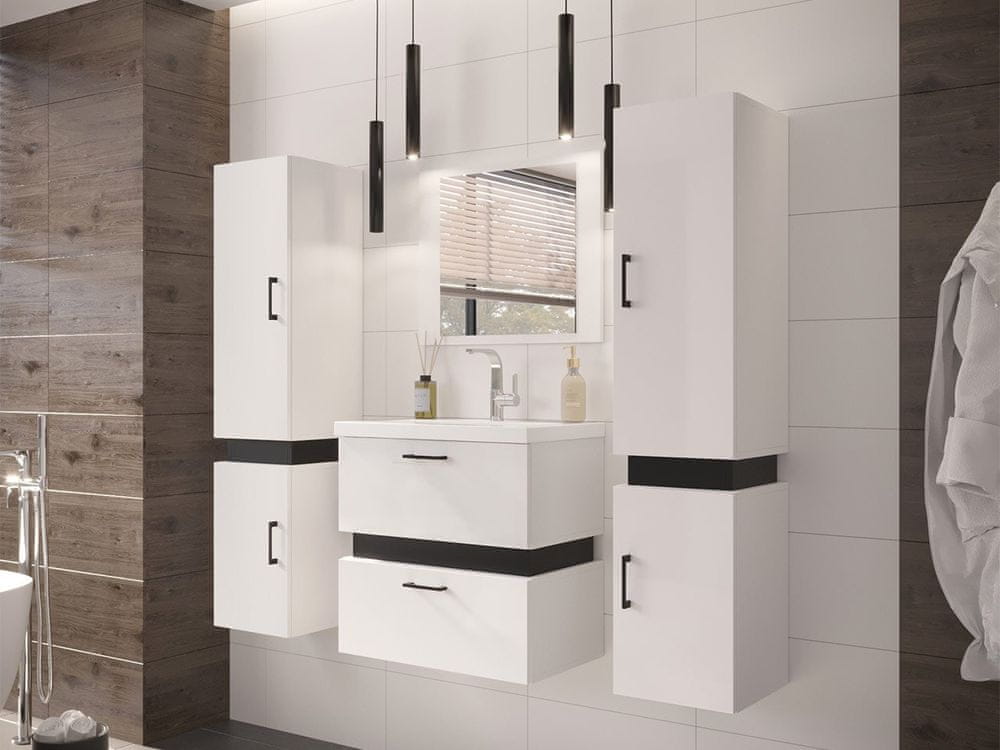 Veneti Kúpeľňový set s umývadlom LERA 2 - biely / čierny + sifón ZDARMA
