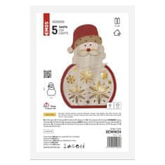 EMOS LED dekorácia drevená – Santa, 30 cm, 2x AA, vnútorná, teplá biela, časovač