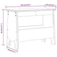 Vidaxl Lavička do predsiene 60x28x45 cm masívna borovica