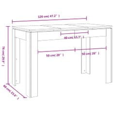 Petromila vidaXL Jedálenský stôl, biely 120x60x76 cm, kompozitné drevo