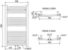 Mexen Ares vykurovací rebrík/radiátor 900x500 mm, 372 w, biela (W102-0900-500-00-20)