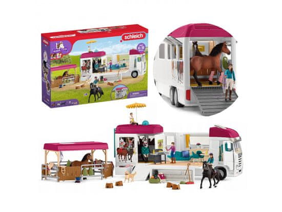 sarcia.eu Schleich Horse Club - Transportný automobil pre prepravu koní, prepravník koní + príslušenstvo 5+