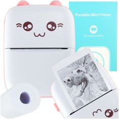 HADEX Mini termotlačiareň na štítkové fotografie, ružová mačka