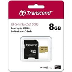 Transcend Pamäťová karta 500S microSDHC 8GB UHS-I U1 (Class 10) (95R/ 60W) + adapter