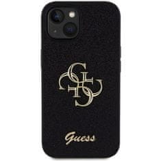 Guess Kryt na mobil Fixed Glitter 4G Metal Logo na Apple iPhone 15 - černý