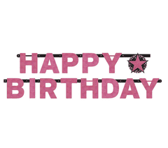 Amscan Banner Happy Birthday Pink Diamonds 213cm