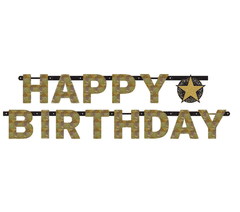 Amscan Banner Happy Birthday Gold Diamonds 213cm