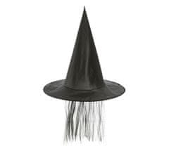 Guirca Čarodejnícky klobúk čierny s vlasmi