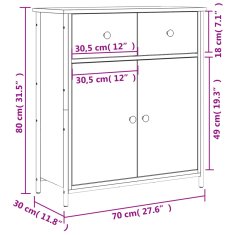 Petromila vidaXL Komoda čierna 70x30x80 cm kompozitné drevo