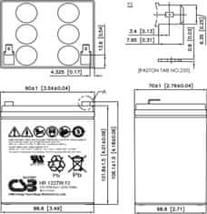 CSB Pb záložní akumulátor HR1227W F2, 12V, 6,5Ah