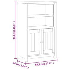 Vidaxl Skrinka do kúpelne BERG biela 69,5x34x110 cm masívna borovica