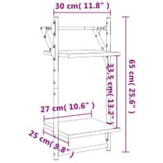 Vidaxl 2-poschodové nástenné police s tyčami 2 ks čierne 30x25x65 cm