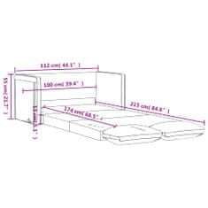 Petromila vidaXL Podlahová rozkl. pohovka 2v1 kapučínová 112x174x55cm umelá koža