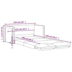 Petromila vidaXL Podlahová rozkladacia pohovka 2v1 svetlosivá 122x204x55cm zamat