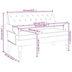 Vidaxl Lavička s operadlom tmavohnedá 120x62x75,5 cm látka