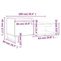 Vidaxl Konferenčný stolík betónový sivý 100x50x45 cm spracované drevo