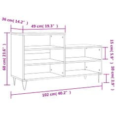 Petromila vidaXL Botník dymový dub 102x36x60 cm spracované drevo