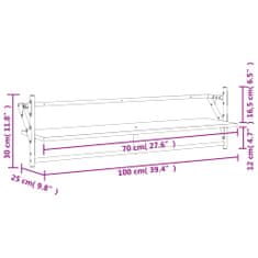 Vidaxl Nástenné police s tyčami 2 ks čierne 100x25x30 cm