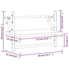 Vidaxl Nástenné police s tyčami 2 ks čierne 40x25x30 cm