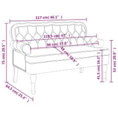 Vidaxl Lavička s operadlom vínovo červená 119,5x64,5x75 cm zamat