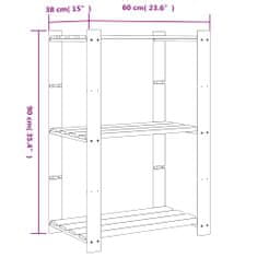 Vidaxl 3-poschodový úložný regál sivý 60x38x90 cm masívna borovica