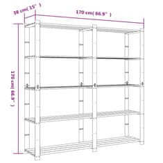 Vidaxl Regál s 5 policami čierny 170x38x170 cm borovicový masív