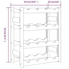 Vidaxl Stojan na víno na 16 fliaš sivý masívna borovica