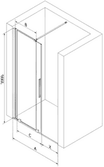 Mexen Velar, posuvné dvere do otvoru 110x200 cm, 8mm číre sklo, chrómový profil, 871-110-000-01-01