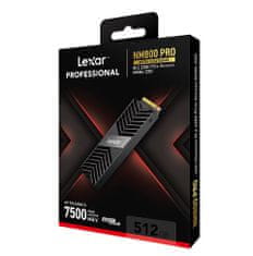 LEXAR SSD NM800PRO PCle Gen4 M.2 NVMe - 512GB (čítanie/zápis: 7450/3500MB/s) - Heatsink, čierna