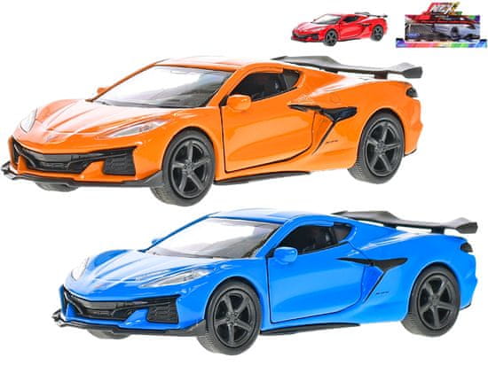 Corvette 2023 Z06 12 cm 1:36 kov na spätný chod (modrá, červená, oranžová)