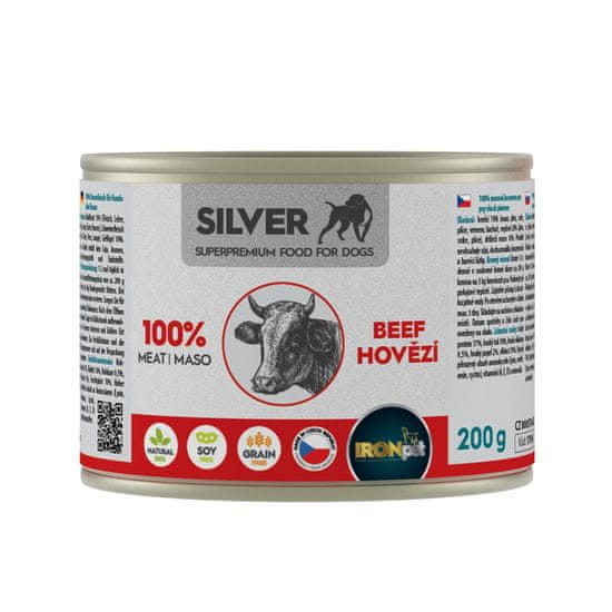 IRONpet Silver Dog Hovädzie 100% mäsa, konzerva 200 g