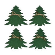ModernHome Príborový kufrík Vianočné stromčeky zelené 4 ks