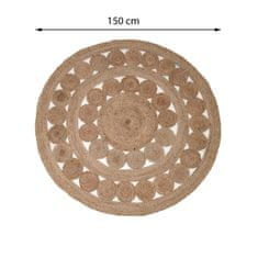 ModernHome Okrúhly pletený jutový koberec 150 cm