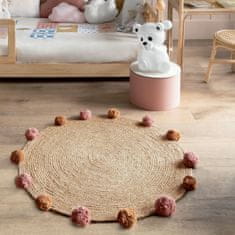 ModernHome Detský jutový koberec Pompoms 78 cm