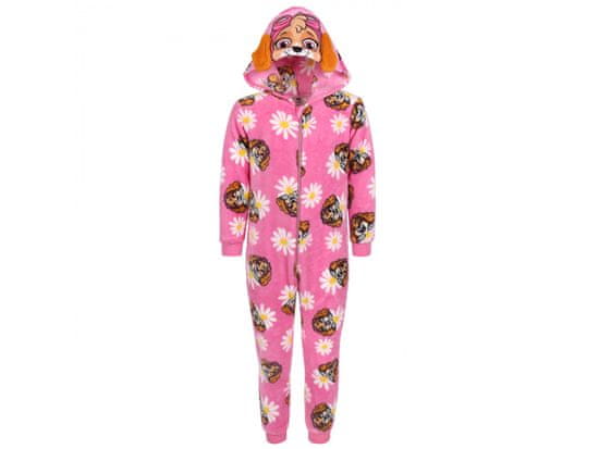 Nickelodeon Psi Patrol Skye ružové fleecové jednodielne pyžamo, detská mikina s kapucňou, OEKO-TEX 7-8 lat 122-128 cm