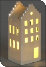 Koopman Porcelánový domček LED dekoratívna figúrka na batérie 15x6,5 cm